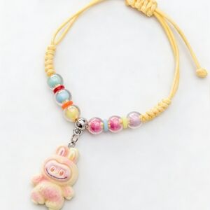 Labubu Inspired Macramé Bracelet Sunny Yellow